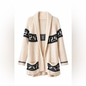 LA Hearts chunky cardigan cozy knit shawl collar boho tribal fair isle inspired